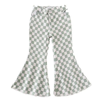 Adorable Green Checkered Denim Jeans For Stylish Baby And Toddler Fashionistas! - LuckeLadybug LLC