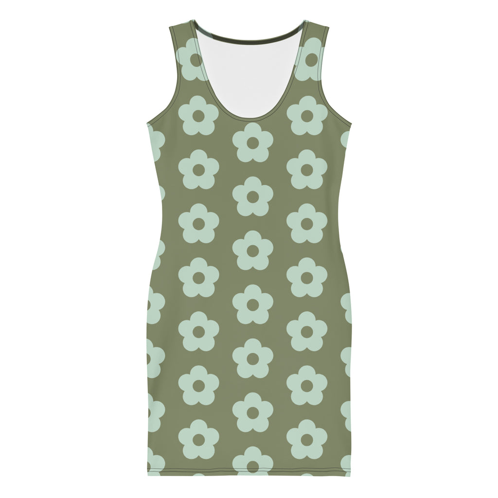 LuckeLadybug green fitted summer dress featuring a floral pattern for a stylish look
