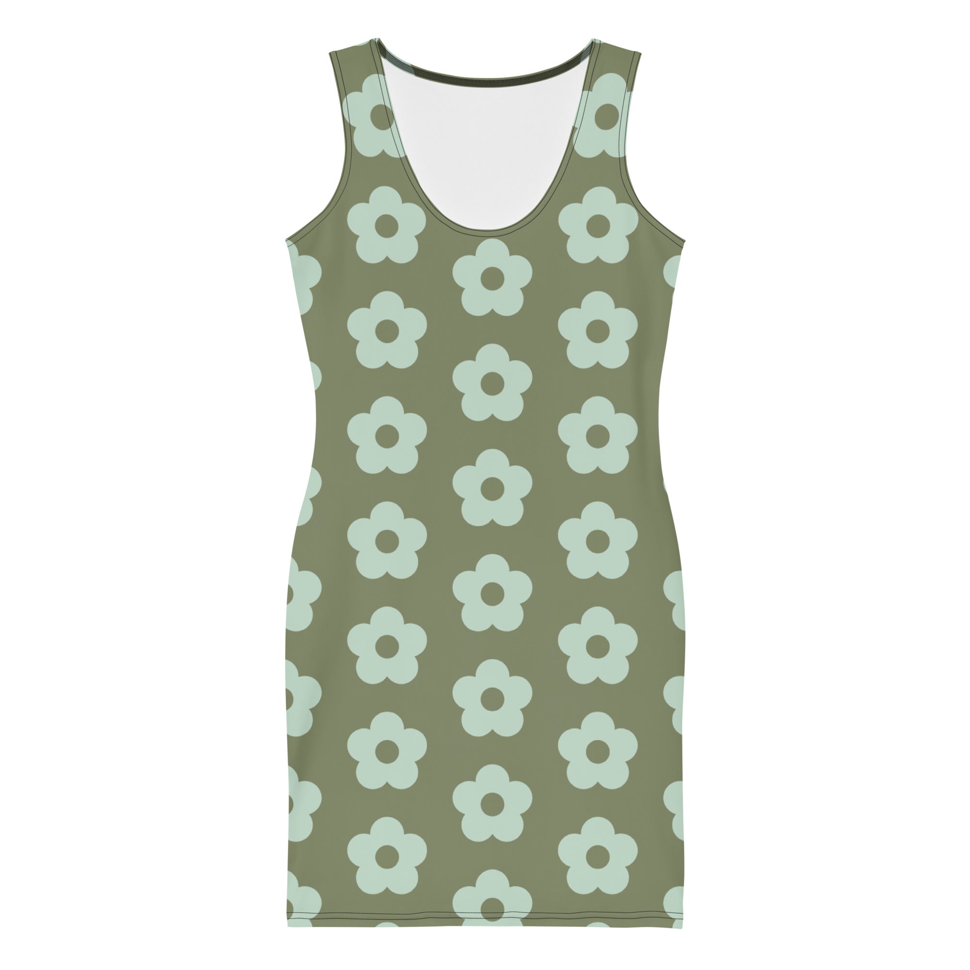 LuckeLadybug green fitted summer dress featuring a floral pattern for a stylish look