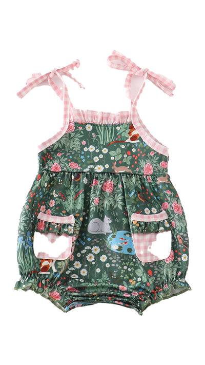 Adorable Green Floral Cat Bubble: Must-Have Baby & Toddler Fashion! - LuckeLadybug LLC