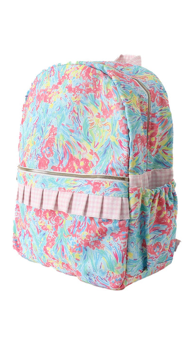 Adorable Green Floral Ruffle Backpack For Trendy Tots - LuckeLadybug LLC