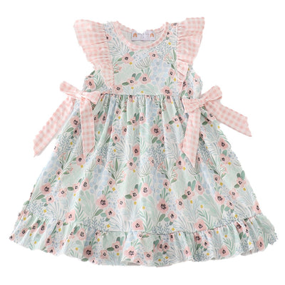 Adorable Green Floral Ruffle Dress For Your Little Princess - LuckeLadybug LLC