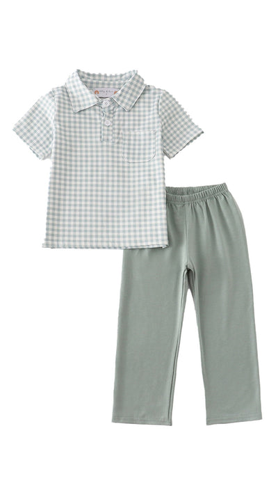 Adorable Green Gingham Boy Set: Perfect Playwear For Your Little Trendsetter - LuckeLadybug LLC