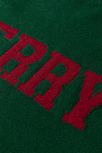 LuckeLadybug white MERRY Christmas sweater with festive holiday design in green and red