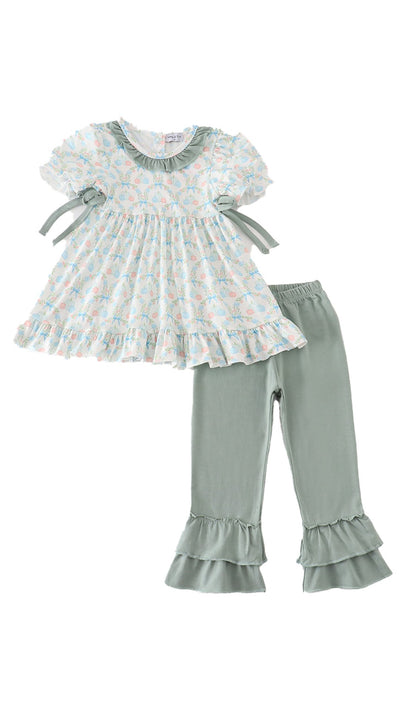 Adorable Green Pumpkin Print Girl Set: Must-Have Baby & Toddler Fashion! - LuckeLadybug LLC