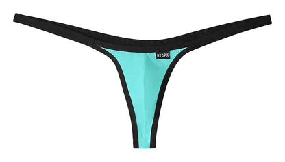LuckeLadybug men's ultra thin thong underwear in teal with black elastic waistband for comfort