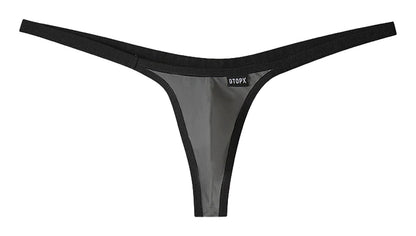 LuckeLadybug men's ultra thin thong underwear in black with minimal coverage and comfortable fit