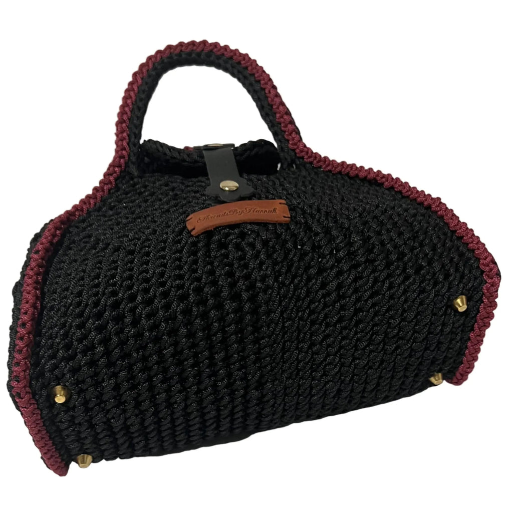 Handmade Black Half Moon Clutch Minimalist Handbag