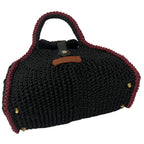 Handmade Black Half Moon Clutch Minimalist Handbag