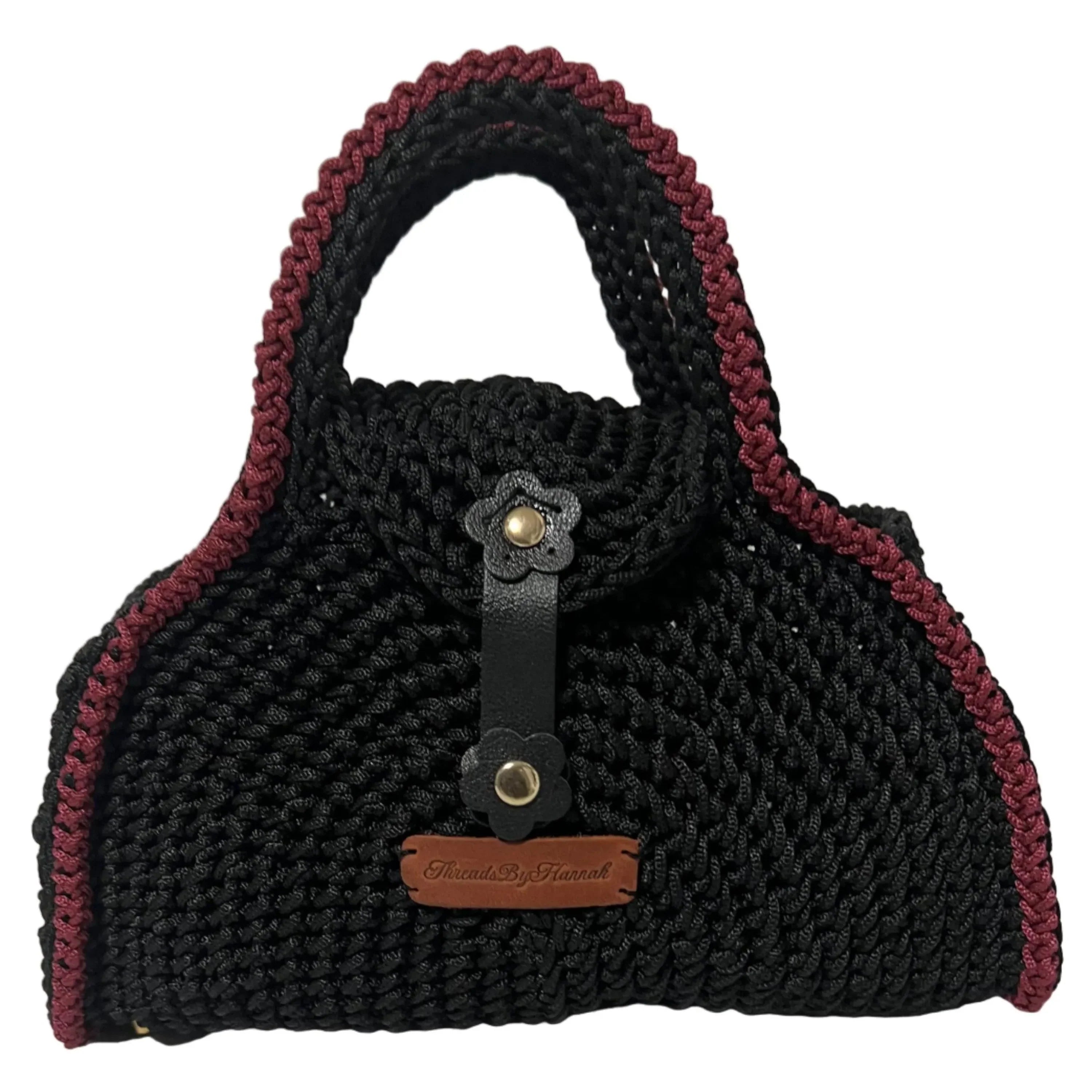 Handmade Black Half Moon Clutch Minimalist Handbag