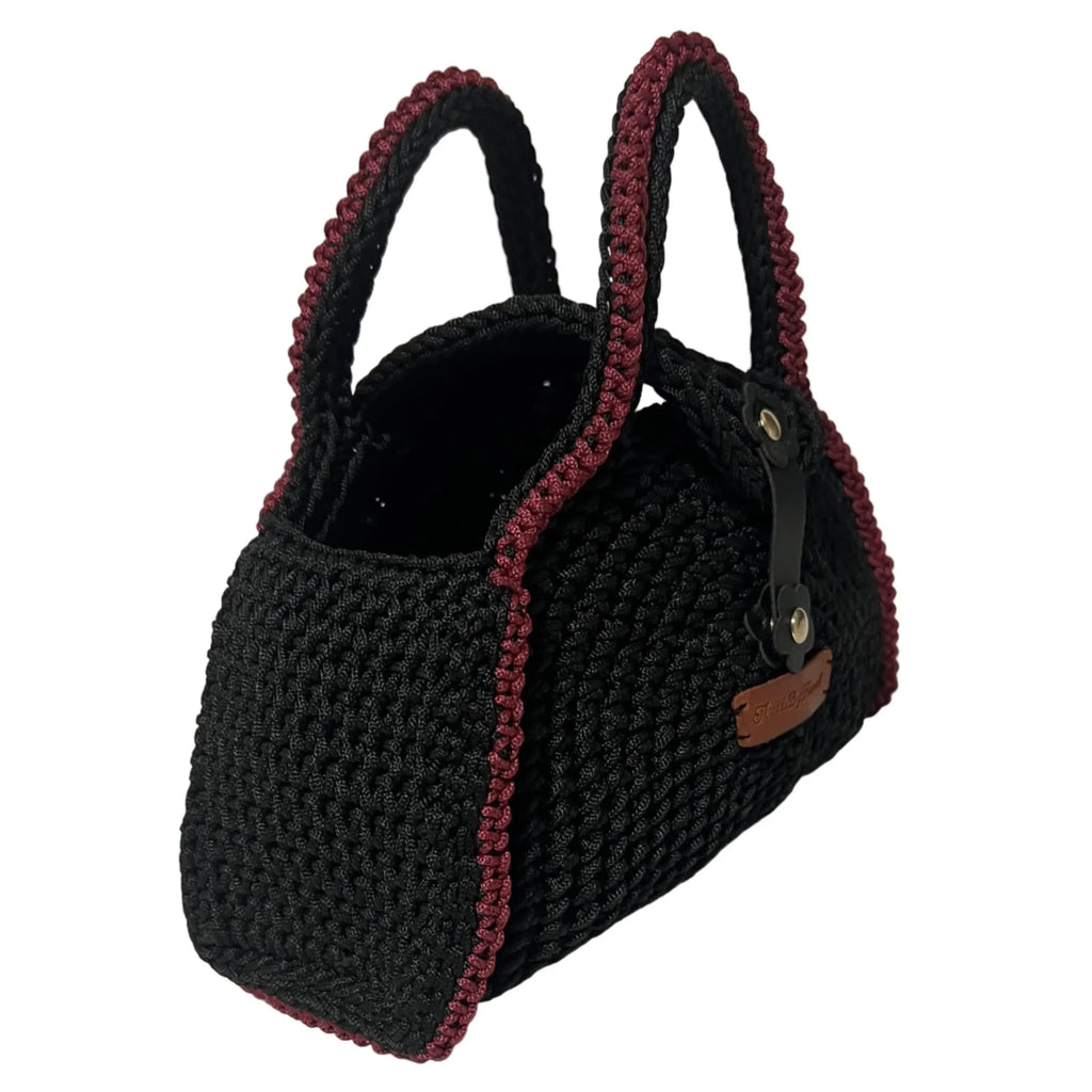 Handmade Black Half Moon Clutch Minimalist Handbag