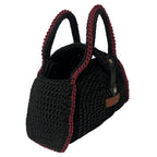 Handmade Black Half Moon Clutch Minimalist Handbag