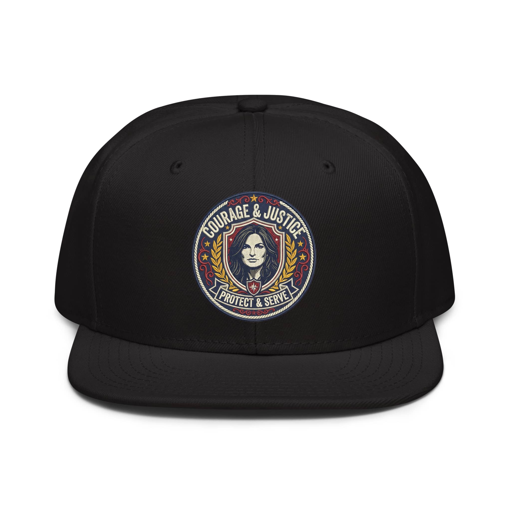 LuckeLadybug LLC Courage and Justice Black Hat Snapback with Embroidered Design