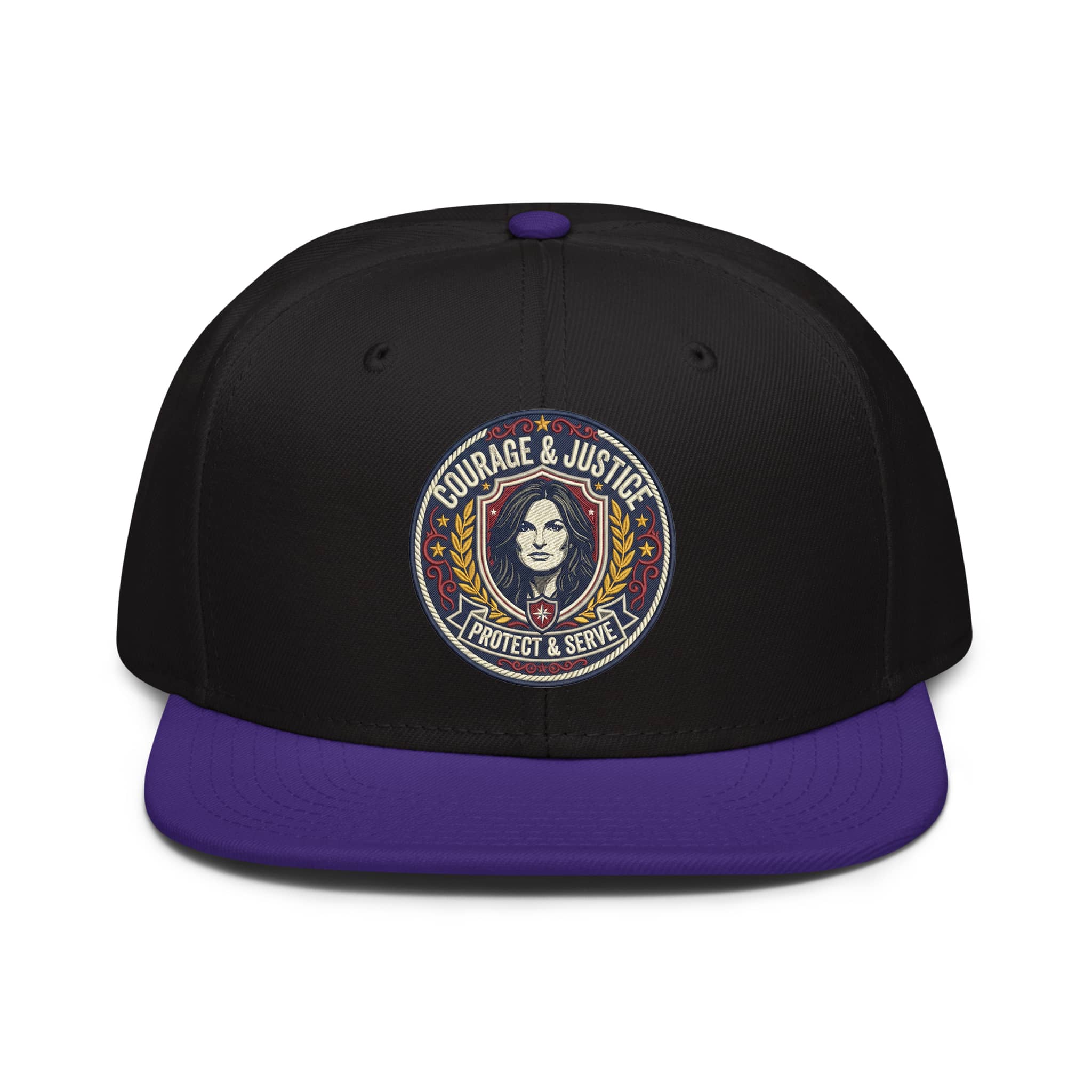 LuckeLadybug Courage and Justice Hat Snapback with Purple Brim and Unique Design