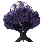 Purple Ruffle Hat for Women by ThreadsByHannah with a Unique Flower Design