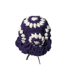 Purple and white ruffle hat women's with a stylish granny square design by ThreadsByHannah