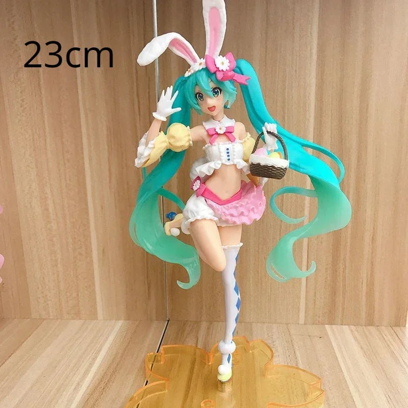 23cm Hatsune and Miku Figurine in a Cute Bunny Outfit with Playful Pose