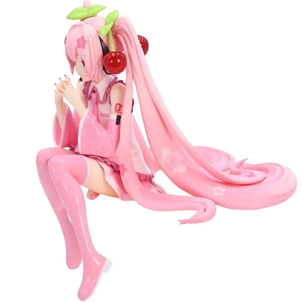 Hatsune and Miku Pink Figurine with Cherry Blossom Details and Long Hair for Collectors