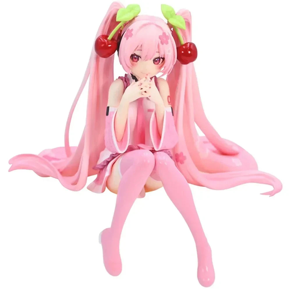 Hatsune and Miku pink figurine with long hair and cherry accessories, perfect for collectors