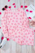 LuckeLadybug LLC Pink Heart to Print Shorts with Comfortable Elastic Waistband for Casual Wear