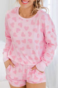 LuckeLadybug LLC Pink Heart Print Shorts with Pockets for Comfortable Summer Wear