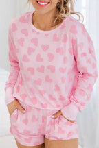 LuckeLadybug LLC Pink Heart Print Shorts with Pockets for Comfortable Summer Wear