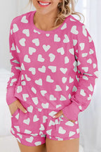 LuckeLadybug LLC Pink Shorts with White Heart to Print Pattern, Ideal for Casual and Comfortable Wear