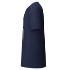 LuckeLadybug navy heartfelt connection t shirt showing side view with short sleeves