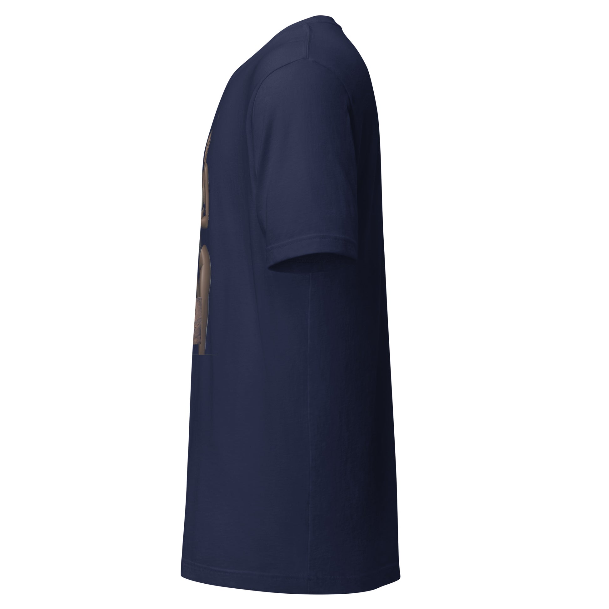 LuckeLadybug navy heartfelt connection t shirt showing side view with short sleeves