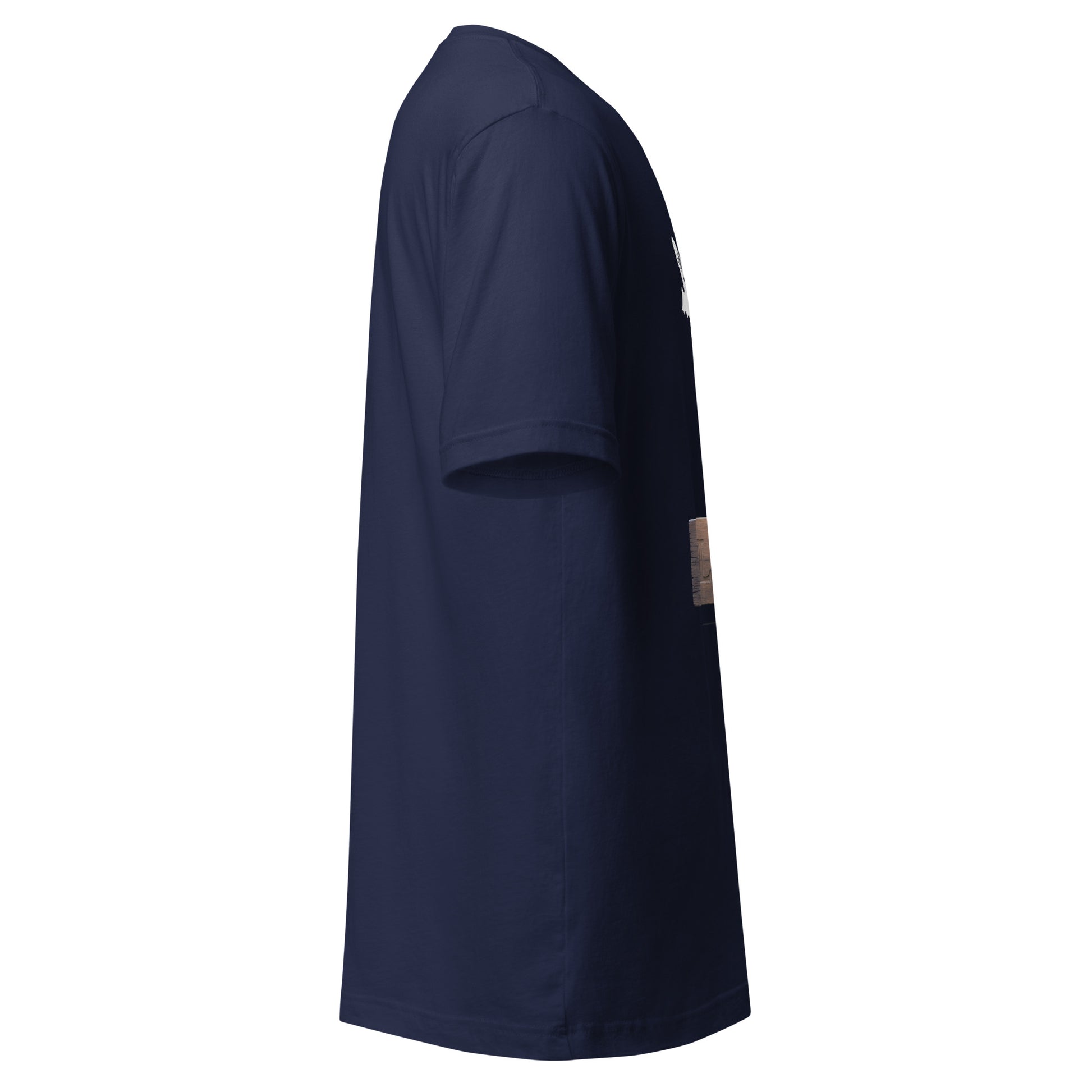 LuckeLadybug navy blue heartfelt connection t shirt side view in plain background