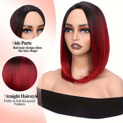 LuckeLadybug LLC heat resistant synthetic wig in straight bob style with side parts and vibrant colors