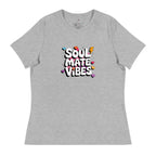 Printful gray t-shirt with colorful soul mate vibes t-shirt graphic and heart accents