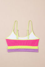 Rose Red Color Block High Waisted Sexy Bikini Set