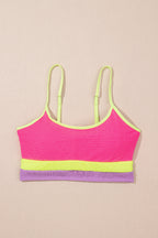 Rose Red Color Block High Waisted Sexy Bikini Set