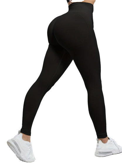 Black high waisted gym leggings for women with a sleek fit and stretchy fabric for workouts