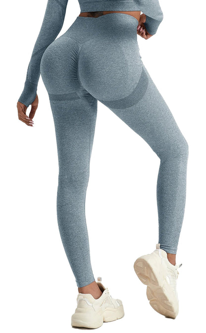 LuckeLadybug high waisted gym leggings for women in blue with a flattering fit and seamless design
