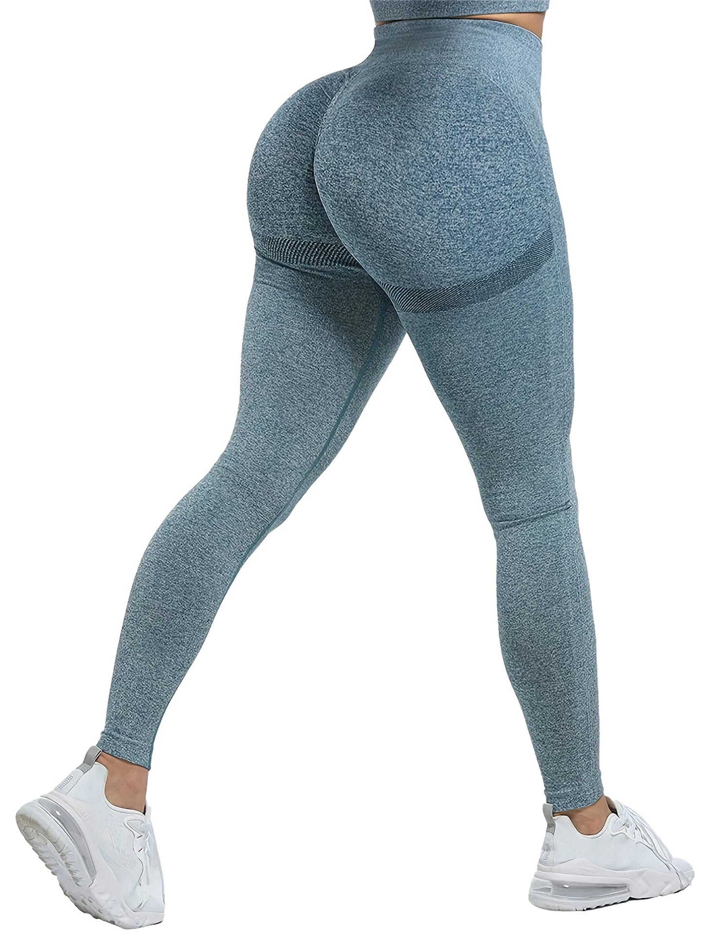 Stylish blue high waisted gym leggings for women designed for comfort and performance