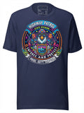 Navy graphic tees t shirt featuring colorful Highway Patrol design with an eagle and bold text