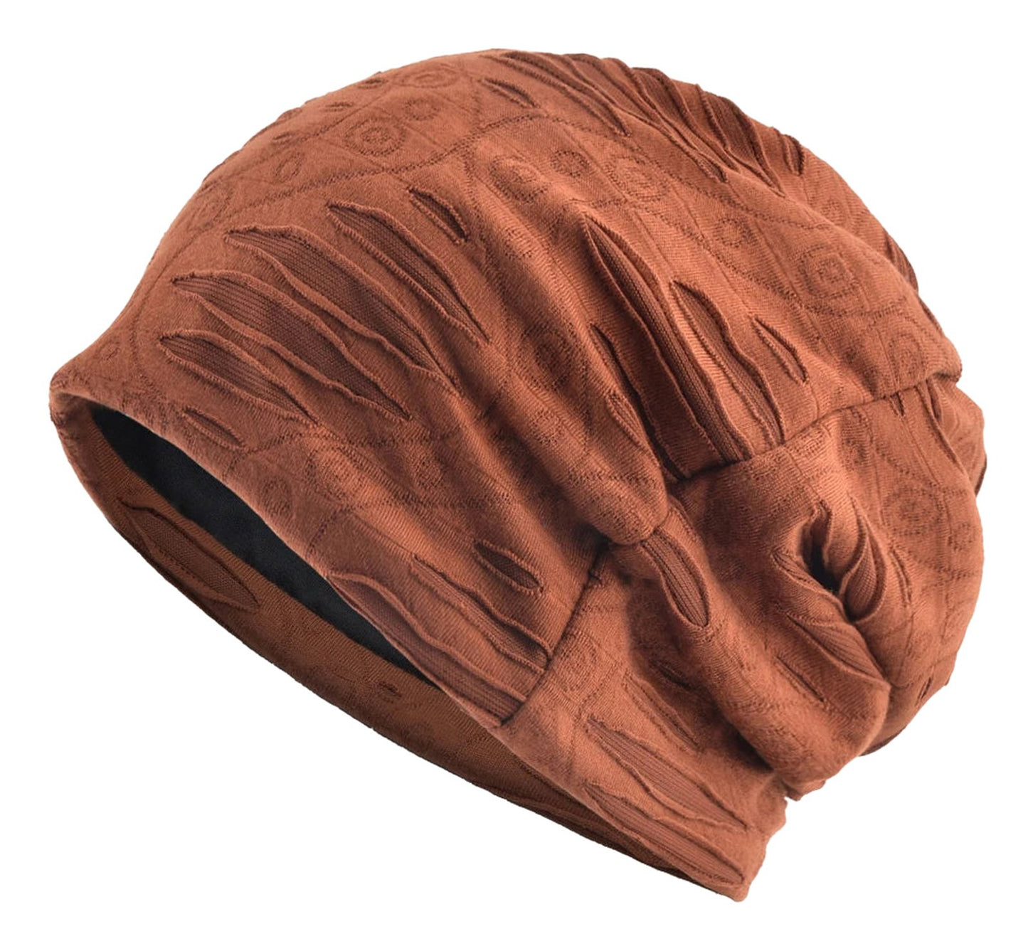 Stylish LuckeLadybug LLC hip hop beanie hat in brown with a trendy distressed design