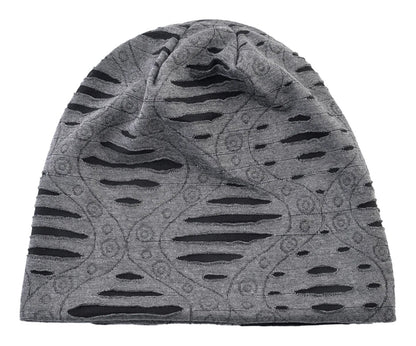 LuckeLadybug LLC hip hop beanie hat in gray with unique torn design for a stylish urban look