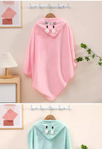 Pink and green hooded newborn towel featuring cute animal designs for bath time comfort