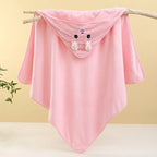 Soft pink hooded newborn towel with bunny design, perfect for keeping babies warm and cozy after bath time