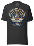Houston Astros T-Shirt featuring Cosmic Exploration Mission Control design with a rocket and vintage graphics