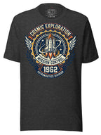 Houston Astros T-Shirt featuring Cosmic Exploration Mission Control design with a rocket and vintage graphics