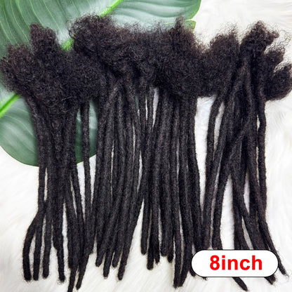 8-inch human hair dreadlock extensions in Black for stylish hairstyles and easy application