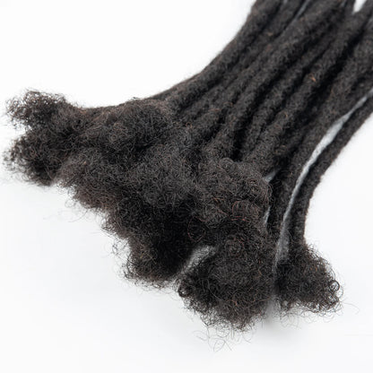 Human hair dreadlock extensions in black color, perfect for stylish and versatile hairstyles