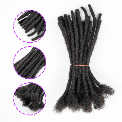 LuckeLadybug LLC human hair dreadlock extensions in dark color for versatile hairstyles