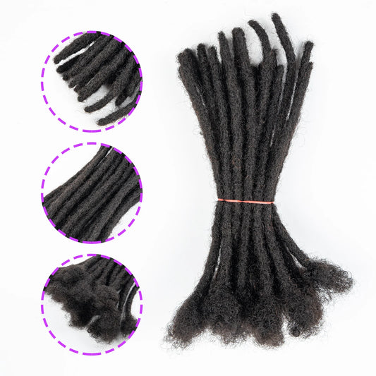 LuckeLadybug LLC human hair dreadlock extensions in dark color for versatile hairstyles