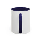 White husky coffee mug with navy blue handle and interior by LuckeLadybug