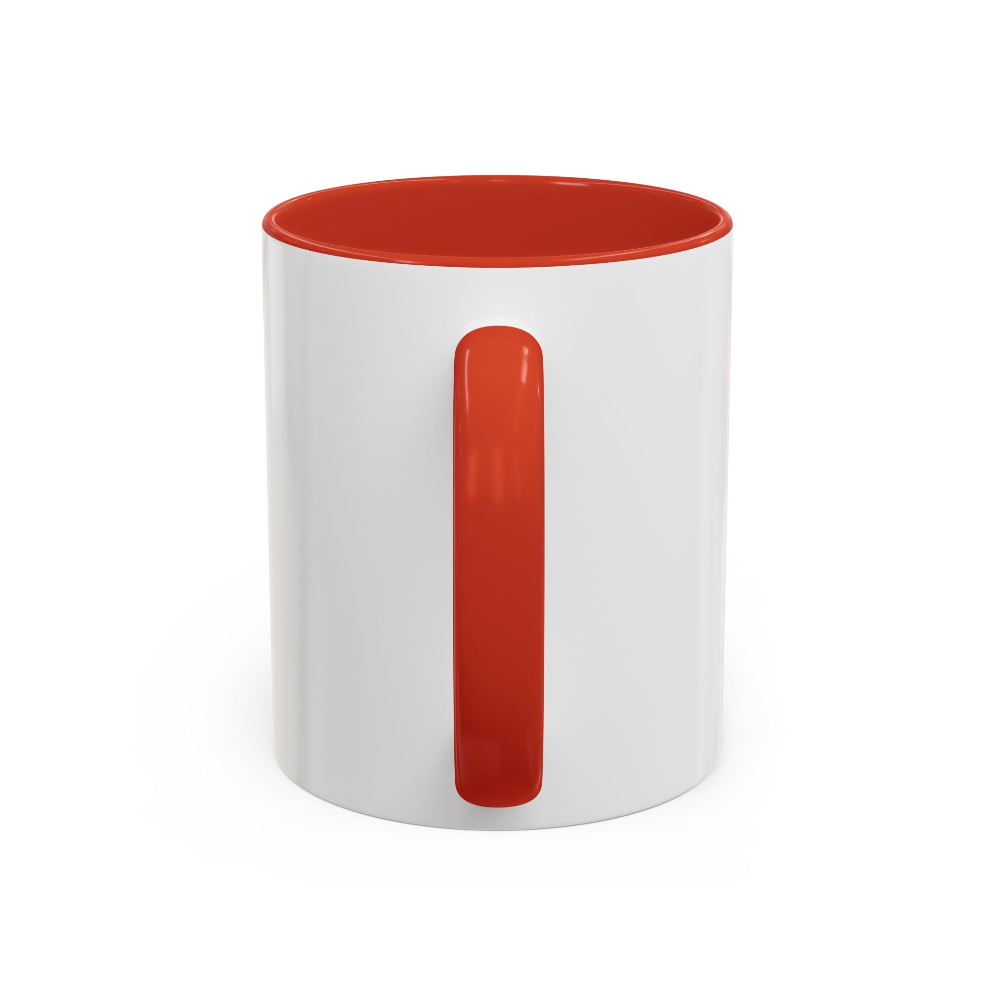 White mug with red interior and handle designed for husky coffee mug by LuckeLadybug
